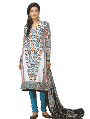 

Pshopee Cotton Printed Salwar Suit Dupatta Material(Un-stitched), White