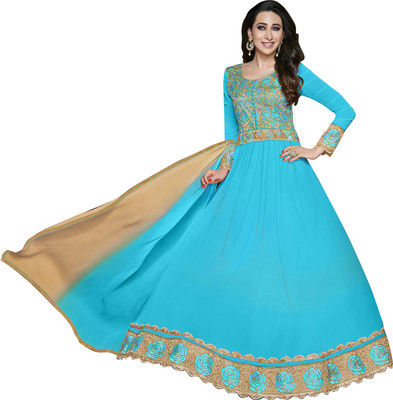 

Khushali Georgette Self Design, Embroidered Salwar Suit Dupatta Material(Un-stitched), Beige;light blue