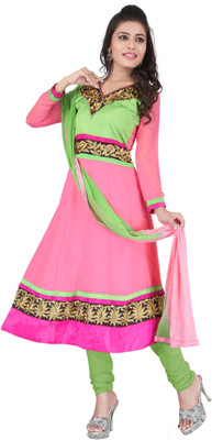 

Jiya Georgette Self Design, Embroidered Salwar Suit Dupatta Material(Un-stitched), Pink
