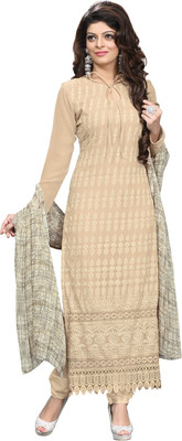 

Shreeji Fashion Chiffon Embroidered Salwar Suit Dupatta Material(Un-stitched), White;brown