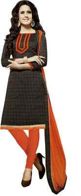 

Khushali Chanderi Self Design Salwar Suit Dupatta Material(Un-stitched), Black;grey;orange