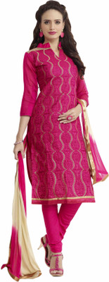 

Trendz Apparels Chanderi Embroidered Salwar Suit Dupatta Material(Un-stitched), Pink