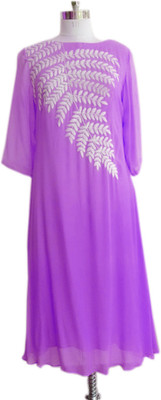 

Vandv Shop Georgette Embroidered Kurti Fabric(Un-stitched), Purple