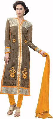 

Parishi Fashion Georgette Embroidered Salwar Suit Dupatta Material(Un-stitched), Multi color