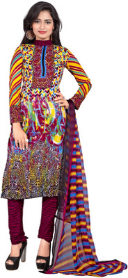 

Raagvi Crepe Printed Salwar Suit Dupatta Material(Un-stitched), Multicolor