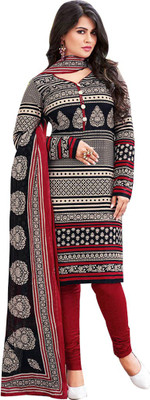 

Indian Wear Online Cotton Printed Salwar Suit Dupatta Material(Un-stitched), Black