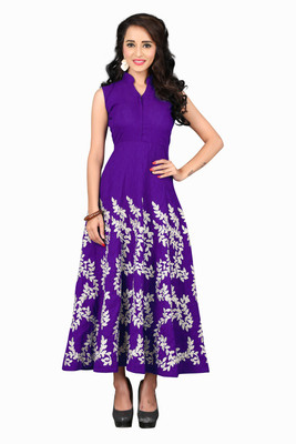 

Vandv Shop Silk Embroidered Kurti Fabric(Un-stitched), Purple