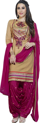 

Jiya Cotton Self Design, Embroidered Salwar Suit Dupatta Material(Un-stitched), Beige;pink
