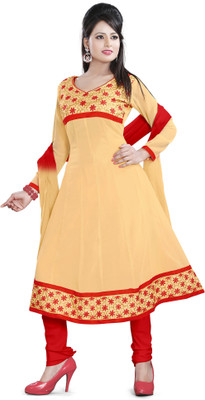

Lunawat Synthetics Georgette Embroidered Salwar Suit Dupatta Material(Un-stitched), Chiku