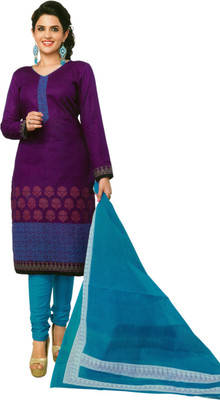 

Shree Ganesh Cotton Printed Salwar Suit Dupatta Material(Un-stitched), Purple