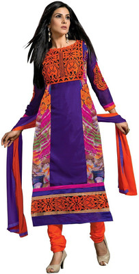 

Trendz Apparels Georgette Embroidered Dress/Top Material(Un-stitched), Purple