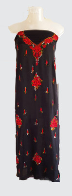 

Skhoza Georgette Embroidered Kurti Fabric(Un-stitched), Black
