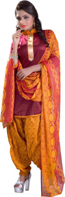 

Khushali Cotton Self Design, Printed Salwar Suit Dupatta Material(Un-stitched), Maroon;yellow
