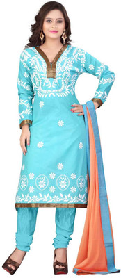 

Indian Wear Online Georgette Embroidered Semi-stitched Salwar Suit Dupatta Material, Blue