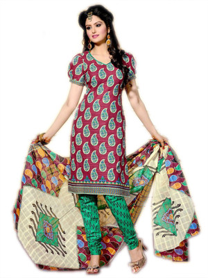 

Indian Wear Online Cotton Printed Semi-stitched Salwar Suit Dupatta Material, Multicolor