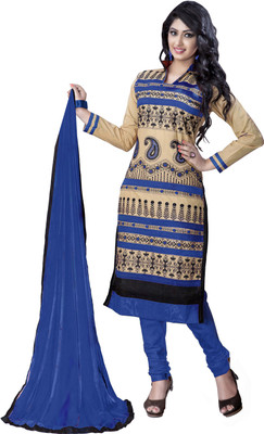 

Khushali Cotton Self Design, Embroidered Salwar Suit Dupatta Material(Un-stitched), Beige;blue