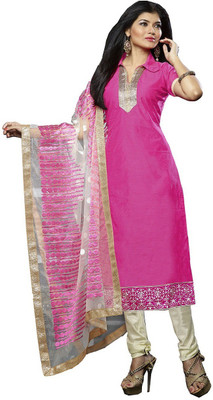 

Navya Chanderi Embroidered Salwar Suit Dupatta Material(Un-stitched), Pink