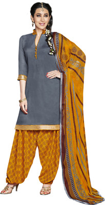 

Khushali Cotton Self Design, Printed Dress/Top Material(Un-stitched), Grey;yellow