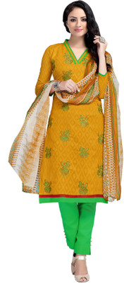 

Khushali Jacquard Self Design, Embroidered Salwar Suit Dupatta Material(Un-stitched), Green;yellow