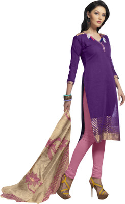 

Trendz Apparels Jacquard Printed Dress/Top Material(Un-stitched), Purple