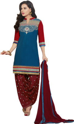 

Jiya Cotton Self Design, Embroidered Salwar Suit Dupatta Material(Un-stitched), Blue;maroon