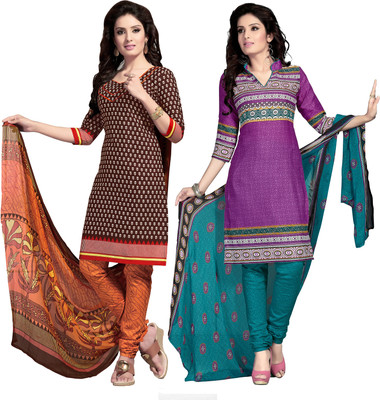 

Khushali Cotton Self Design, Printed Salwar Suit Dupatta Material(Un-stitched), Brown;purple;white