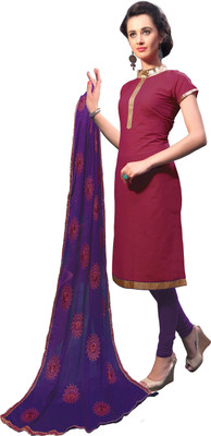 

Khushali Cotton Self Design Salwar Suit Dupatta Material(Un-stitched), Maroon;purple