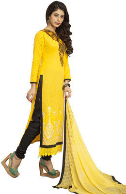 

Shree Vardhman Chanderi Floral Print Semi-stitched Salwar Suit Dupatta Material, Yellow