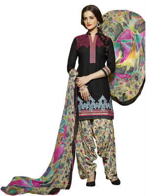 

The Four Hundred Cotton Embroidered Salwar Suit Dupatta Material(Un-stitched), Rama green