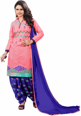 

Trendz Apparels Cotton Embroidered Salwar Suit Dupatta Material(Un-stitched), Pink