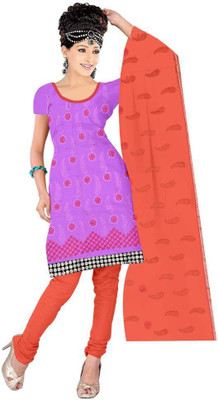 

Shree Vardhman Cotton Embroidered Salwar Suit Dupatta Material(Un-stitched), Levender