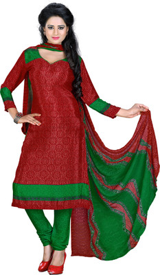 

Khushali Crepe Self Design, Printed Salwar Suit Dupatta Material(Un-stitched), Green;red