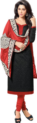 

Khushali Jacquard Self Design Salwar Suit Dupatta Material(Un-stitched), Black;red