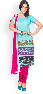 

Mam's Cotton Floral Print Dress/Top Material(Un-stitched), Turquoise blue