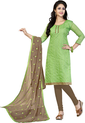 

Jiya Chanderi Self Design, Embroidered Salwar Suit Dupatta Material(Un-stitched), Brown;light green