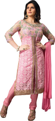 

Ewows Net Embroidered Salwar Suit Dupatta Material(Un-stitched), Pink