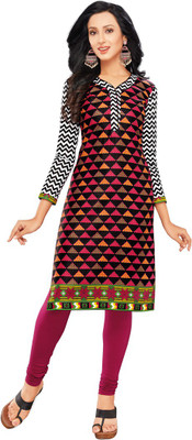 

Indian Wear Online Cotton Printed Kurti Fabric(Un-stitched), Black;pink