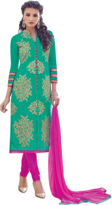 

Jiya Silk Self Design, Embroidered Salwar Suit Dupatta Material(Un-stitched), Green;pink