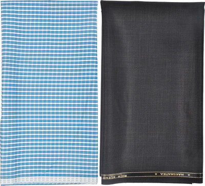 

Gwalior Suitings Cotton Polyester Blend Checkered Shirt & Trouser Fabric(Un-stitched), Black