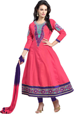 

Party Wear Dresses Georgette Embroidered Semi-stitched Salwar Suit Dupatta Material, Red