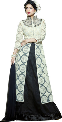 

Parishi Fashion Net Striped Semi-stitched Salwar Suit Dupatta Material, White