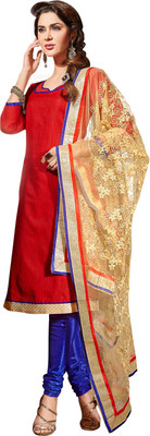 

Jiya Silk Self Design Salwar Suit Dupatta Material(Un-stitched), Beige;blue;red