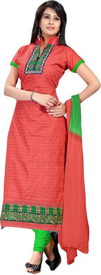 

Trendz Apparels Cotton Embroidered Salwar Suit Dupatta Material(Un-stitched), Orange