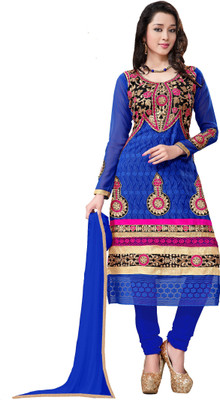 

Jiya Georgette Self Design, Embroidered Salwar Suit Dupatta Material(Un-stitched), Blue