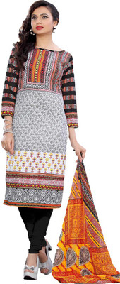 

Araja Cotton Printed Salwar Suit Dupatta Material(Un-stitched), Black