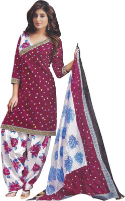 

Party Wear Dresses Cotton Printed Salwar Suit Dupatta Material(Un-stitched), Maroon