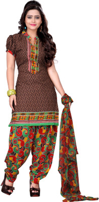

Jiya Crepe Self Design, Printed Salwar Suit Dupatta Material(Un-stitched), Brown