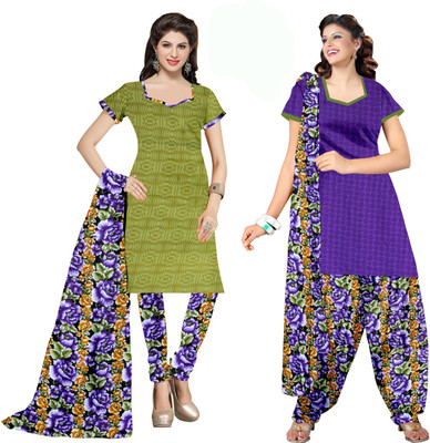 

Women Latest Fancy Designer Salwar Suit Crepe Printed Salwar Suit Dupatta Material(Un-stitched), Multicolor