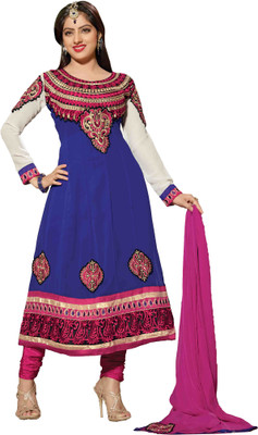 Atisundar Poly Georgette Self Design Salwar Suit Material(Semi Stitched)