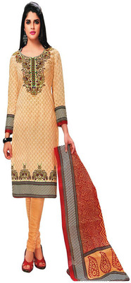 

Javuli Cotton Printed Dress/Top Material(Un-stitched), Beige